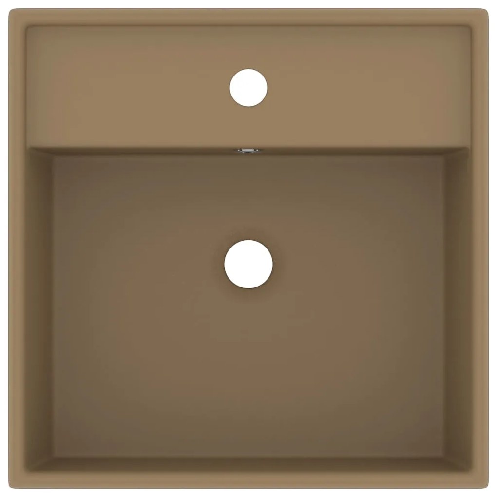 Lavatório luxuoso quadrado 41x41 cm cerâmica creme mate