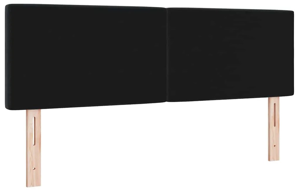 Cabeceira LED com botão de cristal, estofada em veludo preto, 80 cm