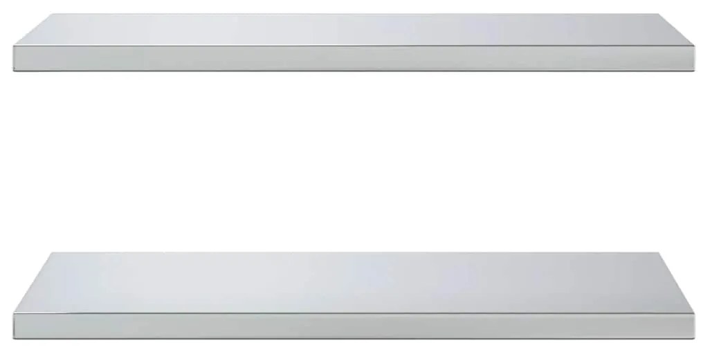 Prateleiras de parede 2 pcs 75x40x3 cm aço inoxidável prateado