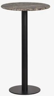 Mesa Alta De Bar Redonda Ø60 Cm Em Pedra Natural Xiren Mármore Castanho Emperador - Preto - Sklum