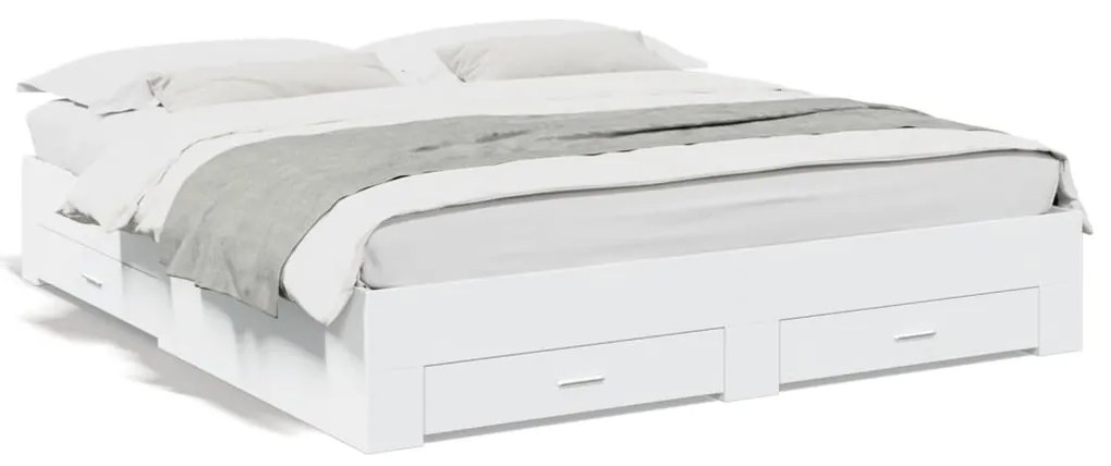 vidaXL Estrutura de cama c/ gavetas 200x200cm derivados madeira branco