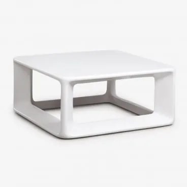 Mesa De Centro De Jardim Quadrada Lilou, 80x80 Cm, Feita De Cimento E Fibra De Vidro. Branco - Sklum