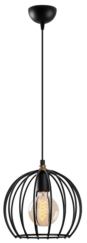 Candeeiro de Teto Teltrio – Preto e Dourado – 25 x 25 x 36-116 cm