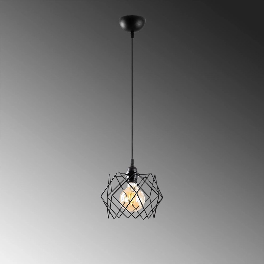 Candeeiro de Teto Karakas – Preto – Diâmetro 24 cm