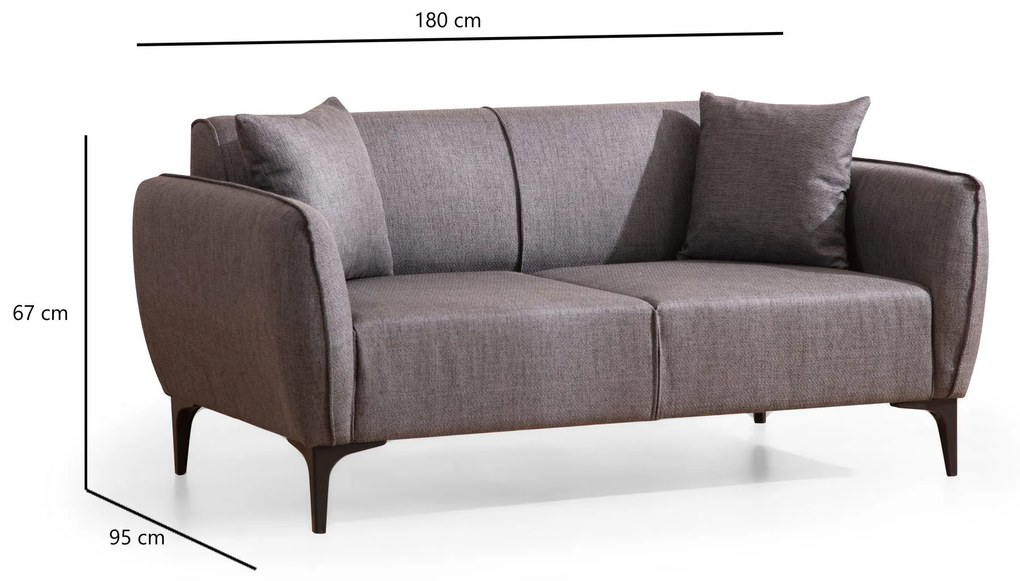 Sofá de 2 Lugares Belissimo – Cinzento Escuro – 160x67x95 cm