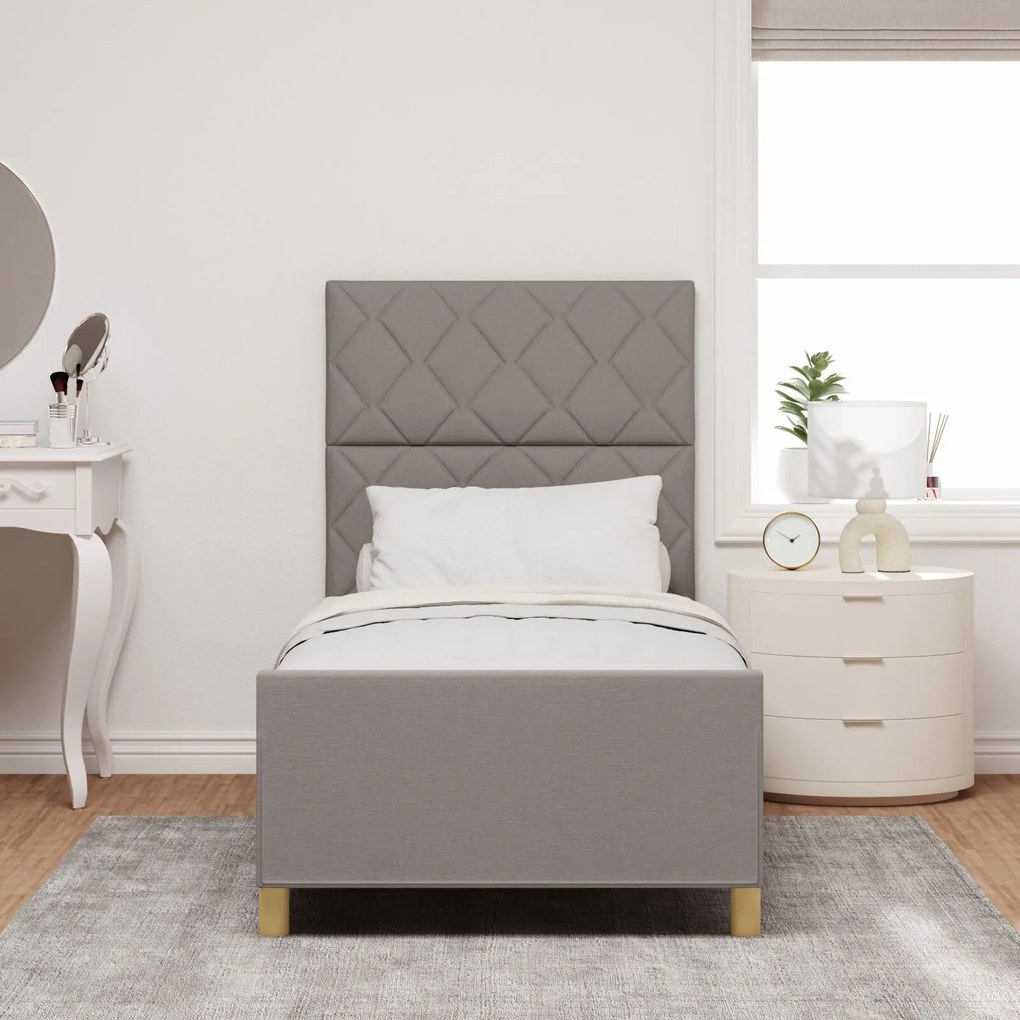 Cama vidaXL em Tecido Taupe - 90x200 cm