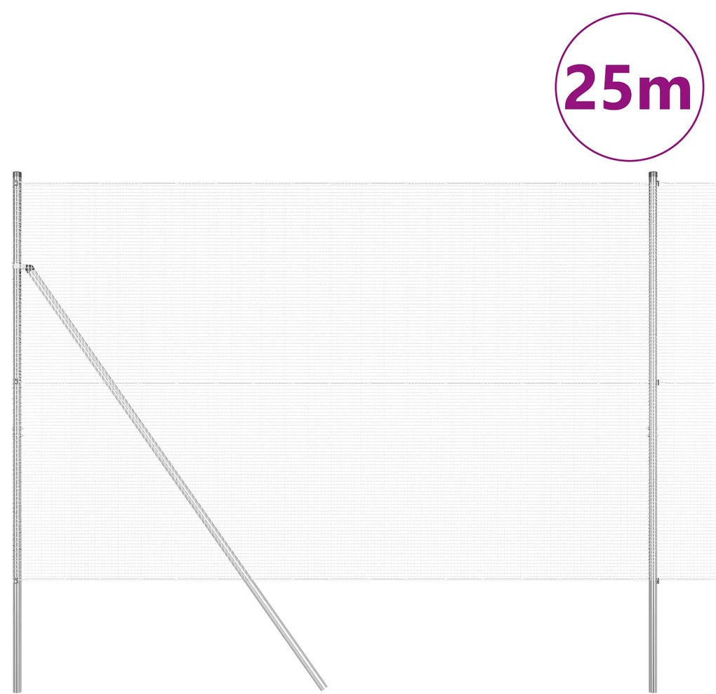 Cerca de Arame Soldado com 13 Postes 1.6x25 m Aço Galvanizado