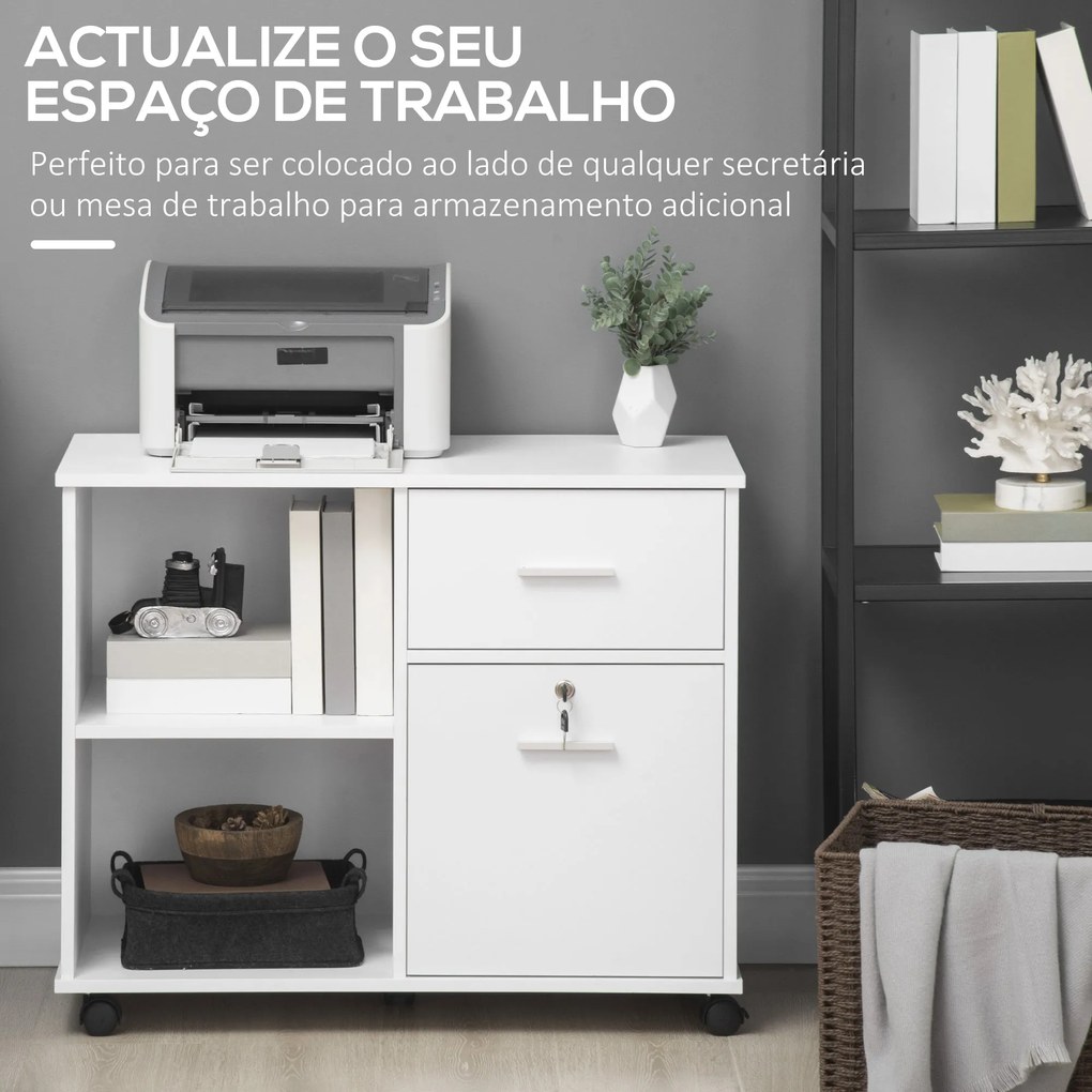 Vinsetto Armário para Impressora Móvel Auxiliar de Escritório com Roda