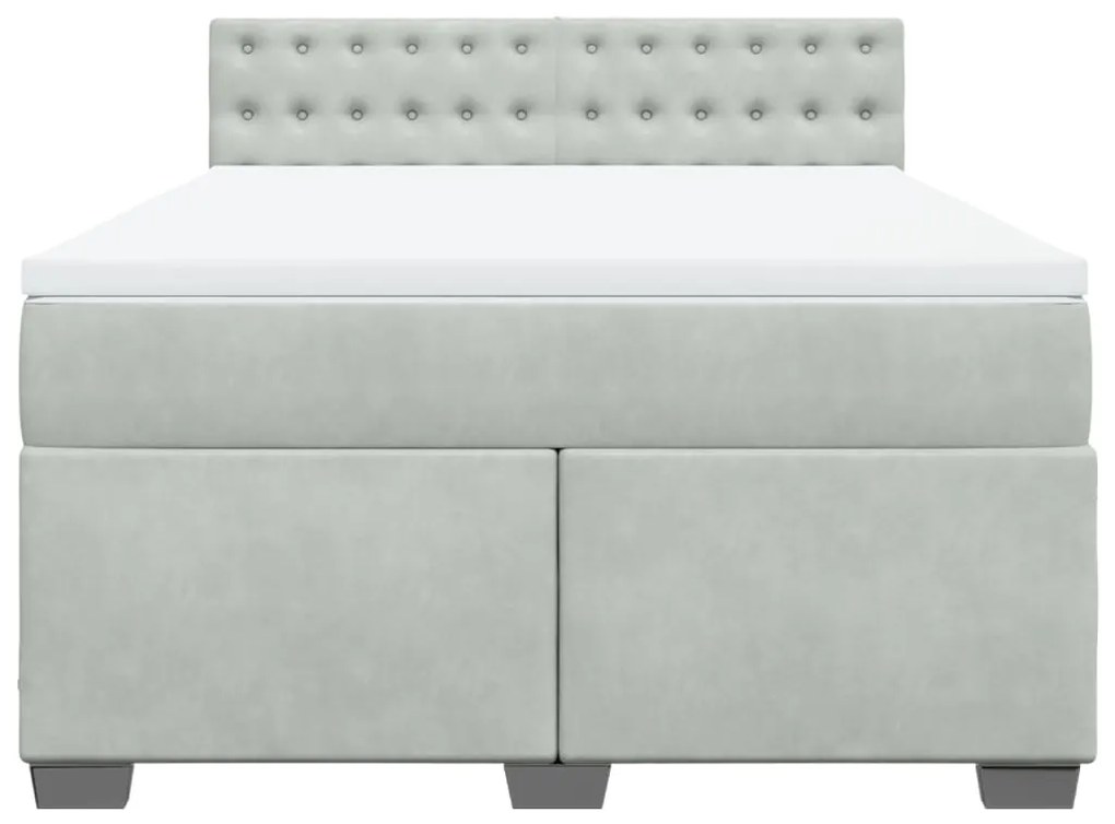 Cama com molas/colchão 140x200 cm veludo cinzento-claro