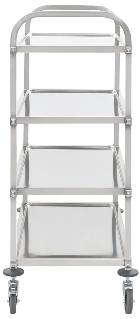 Carrinho de cozinha de 4 níveis 107x55x125 cm aço inoxidável