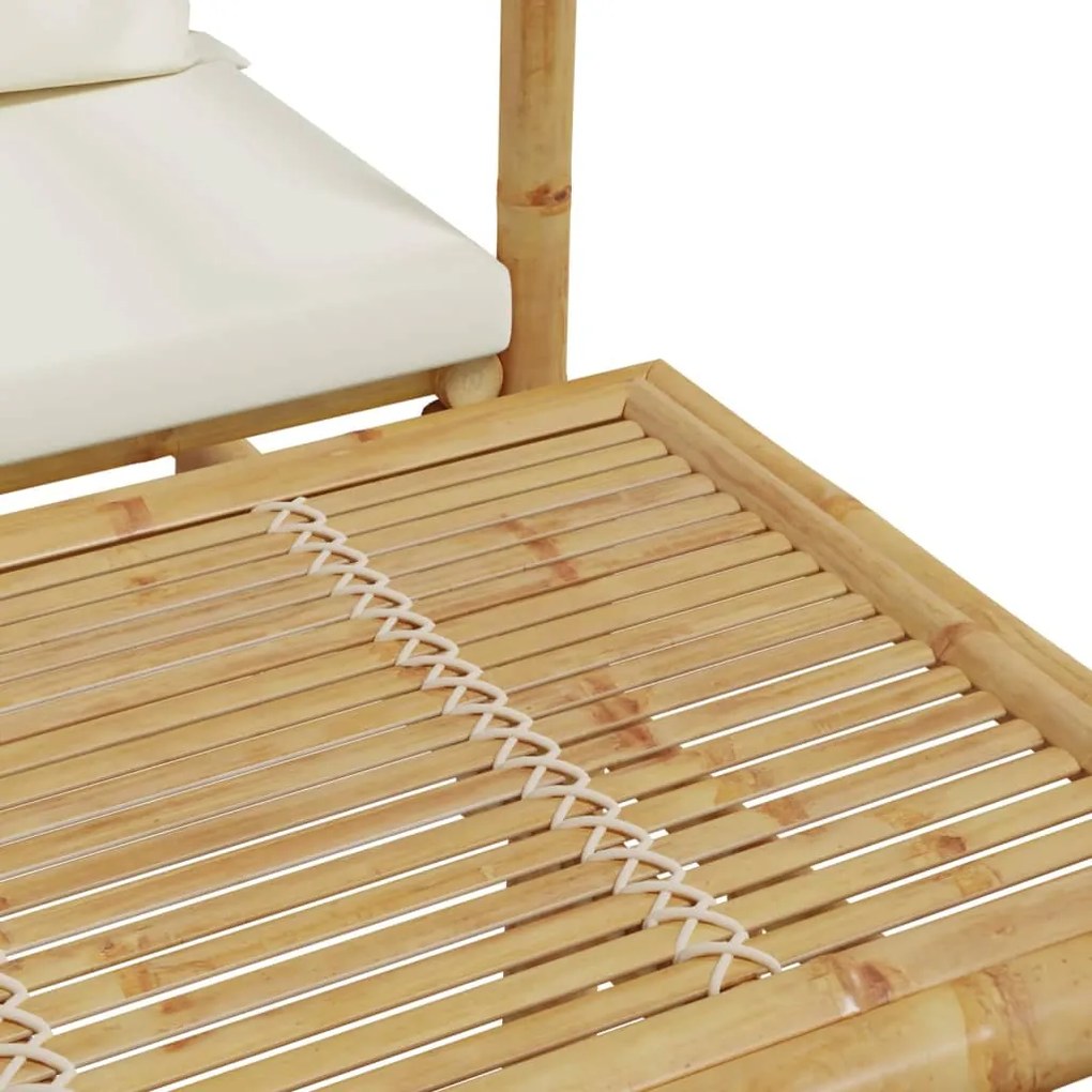 2 pcs conjunto de sofá de jardim com almofadões bambu