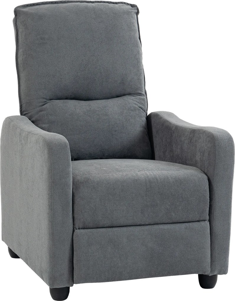 Poltrona Relax Reclinável Manual Acolchoada em Cinzento Escuro