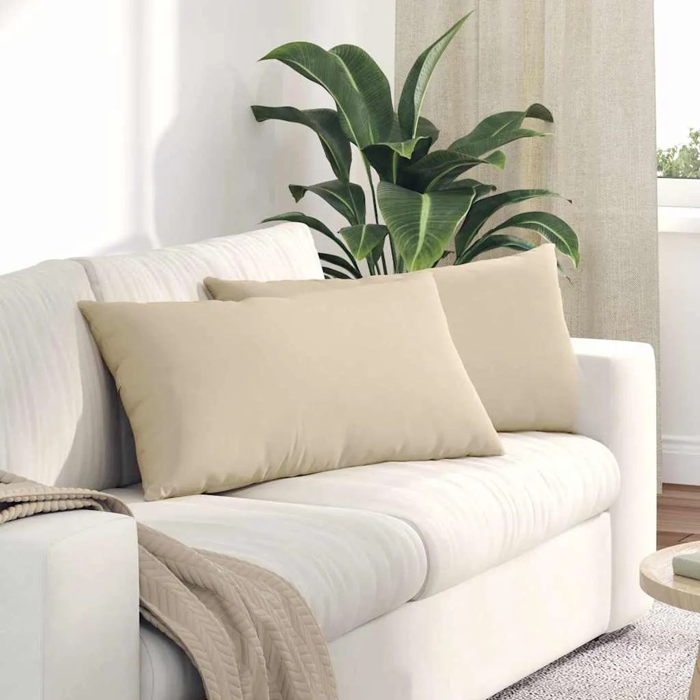 vidaXL Travesseiros de Sofá 2 pcs Creme 80 x 40 cm tecido