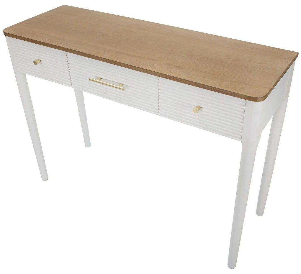MESA CONSOLA MATERA 107X37X80 CM BRANCA E CASTANHA