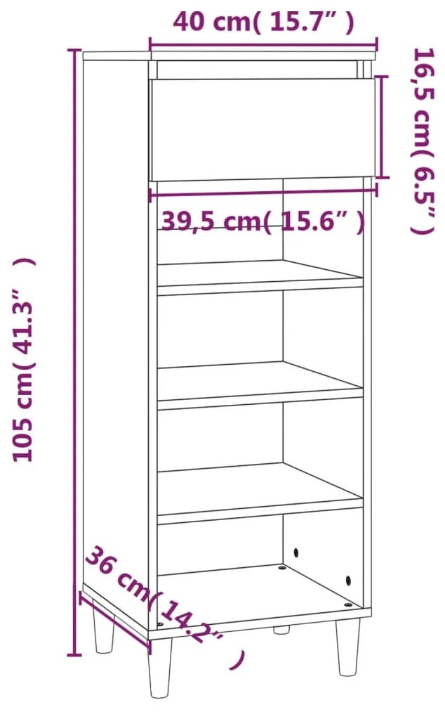 Sapateira 40x36x105 cm derivados de madeira cinzento sonoma