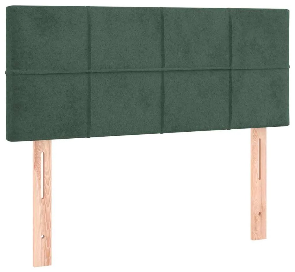 Cama box spring com colchão e luzes LED veludo verde-escuro