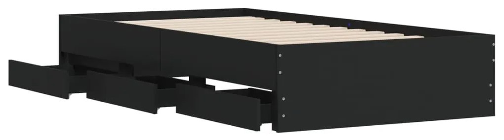 Estrutura cama c/ gavetas 90x190 cm derivados de madeira preto