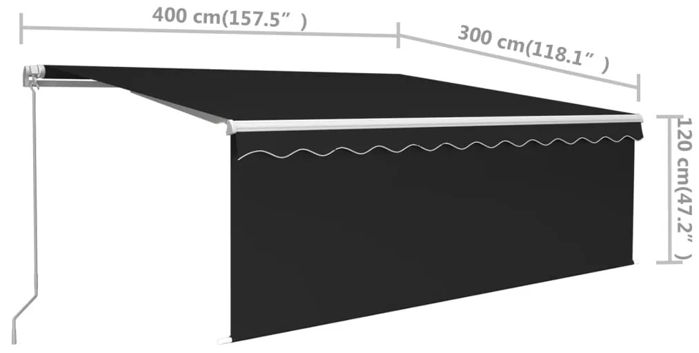 Toldo retrátil manual com estore 4x3 m antracite