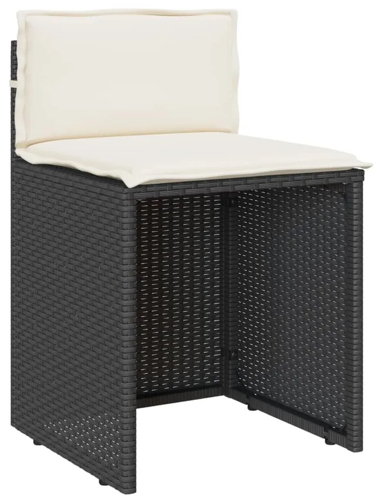 3 pcs conjunto de bistrô com almofadões vime PE preto