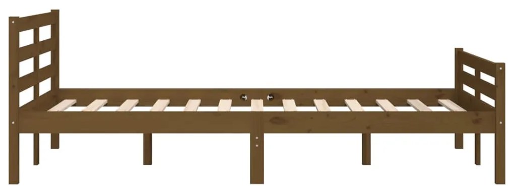 Estrutura de cama 140x190 cm madeira maciça castanho-mel