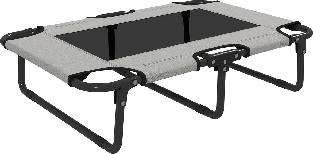 PawHut Cama elevada para cães dobrável, cama para animais de estimação para exterior com design em rede Cinza claro Oxford 75 x 51 x 18 cm | Aosom Portugal