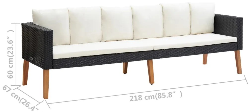 Conjunto Lounge de Jardim Connor - 2 Sofás e Mesa de Centro - Preto e