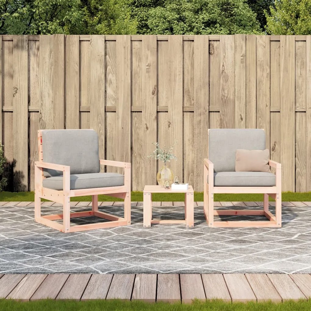 Conjunto de Jardim - 2 Poltronas e 1 Mesa- Madeira de Douglas Maciça
