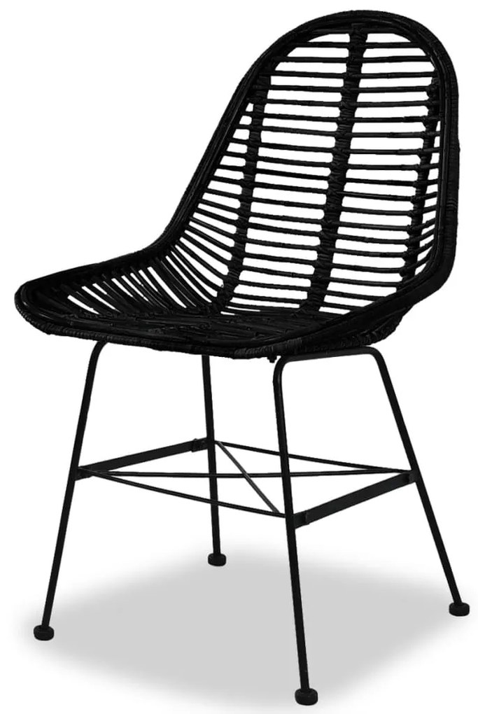 Cadeiras de jantar 2 pcs vime genuíno preto