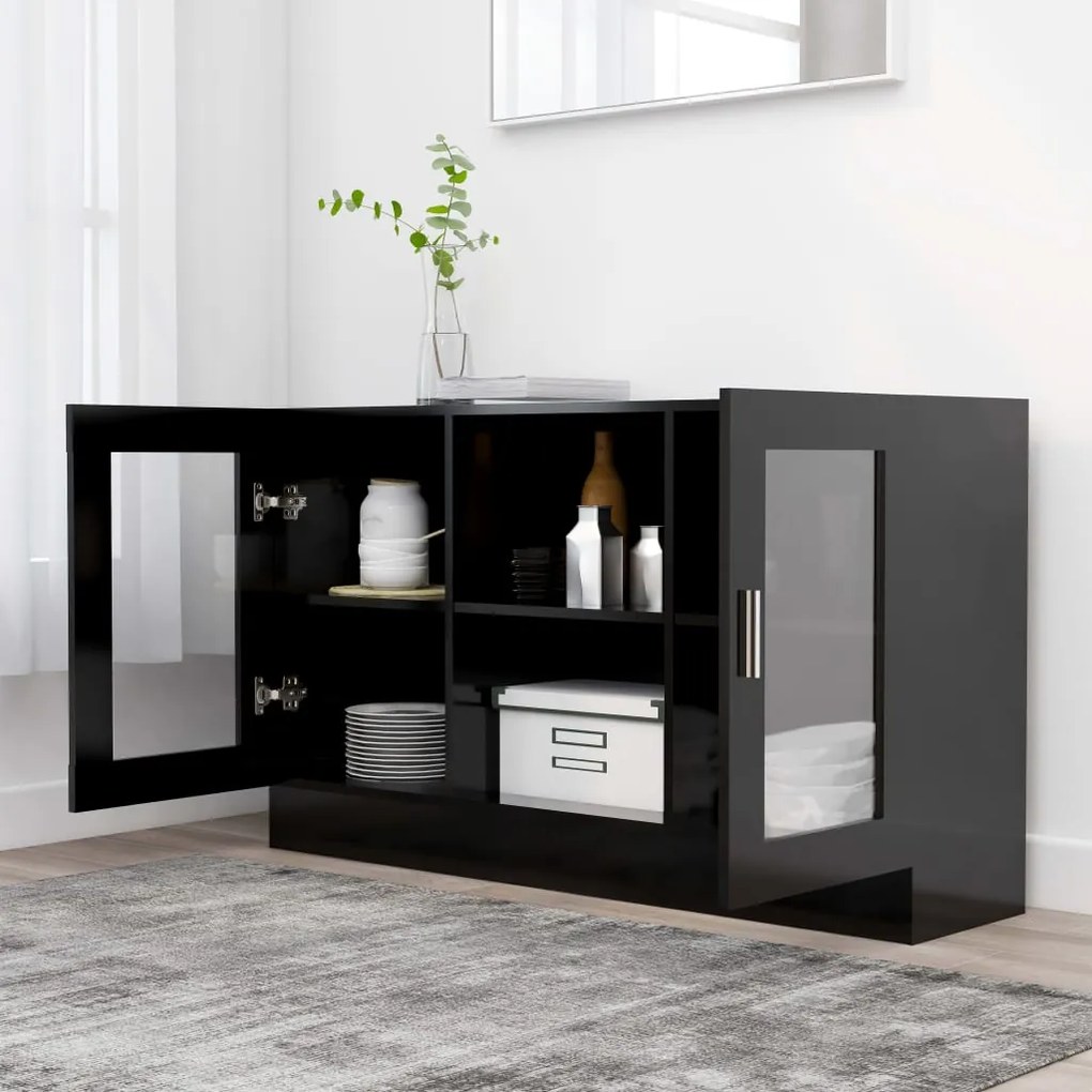 Armário vitrine 120x30,5x70 cm derivados de madeira preto
