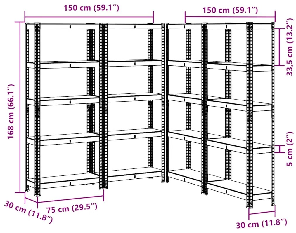 Prateleiras de armazenamento de 5 camadas 4 pcs aço azul