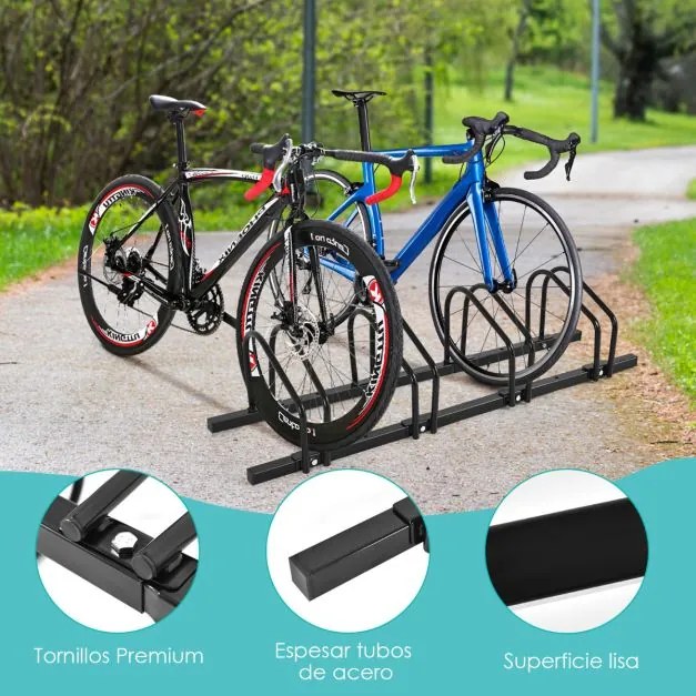 Suporte estacionamento de bicicletas para 4 bicicletas para casa Jardim Parque Garagem 120 x 32,5 x 26 cm Preto