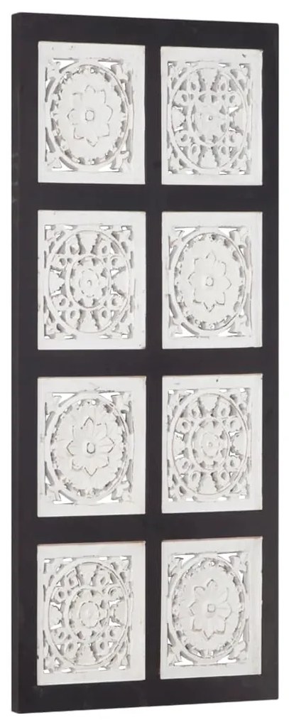 vidaXL Painel de parede esculpido à mão MDF 40x80x1,5 cm preto/branco