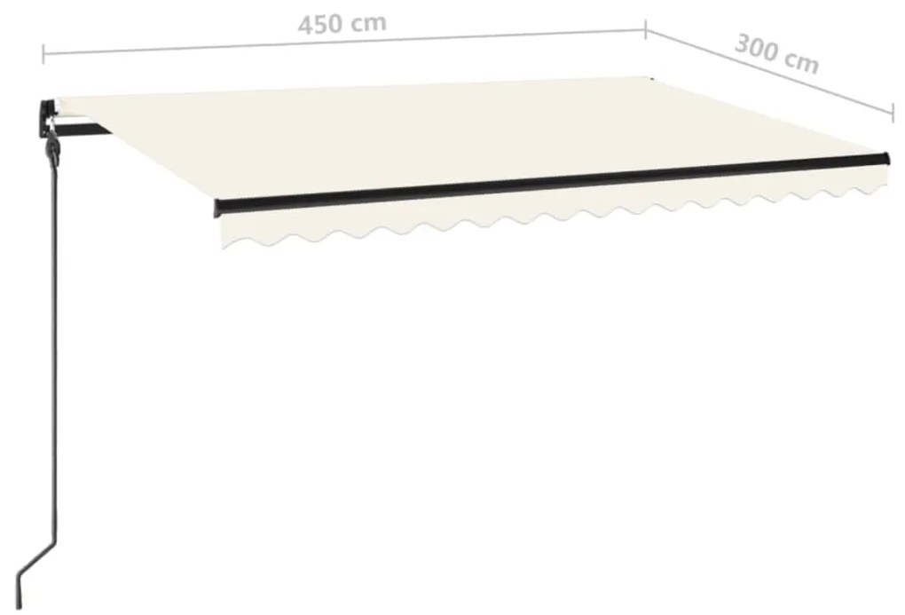 Toldo retrátil manual com LED 450x300 cm cor creme