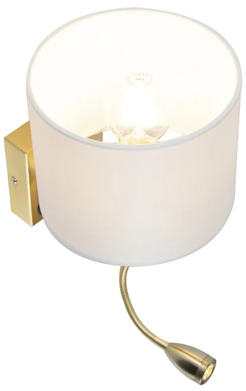 LED Candeeiro de parede dourado USB com cúpula branca - Brescia Combi Moderno