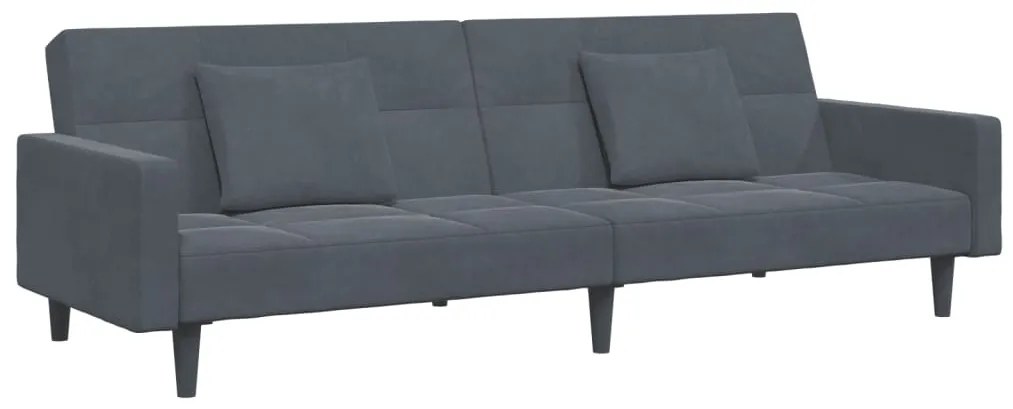 Sofá-cama 2 lugares c/ apoio de pés veludo cinzento-escuro