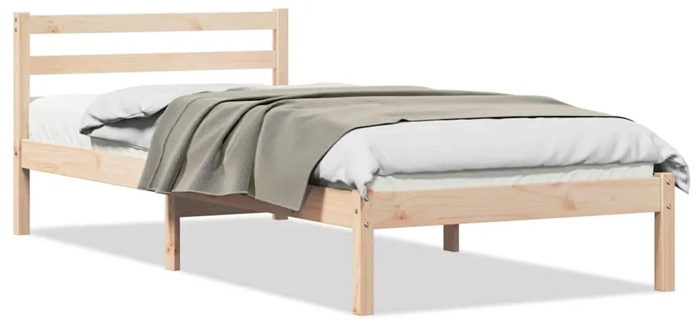 Cama vidaXL com Cabeceira 100x220 cm Madeira de Pinho