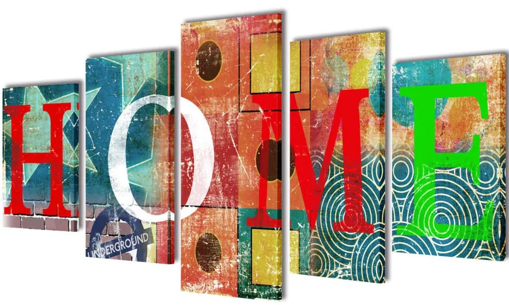 Conjunto telas coloridas para parede em lona, design Home, 100x50 cm