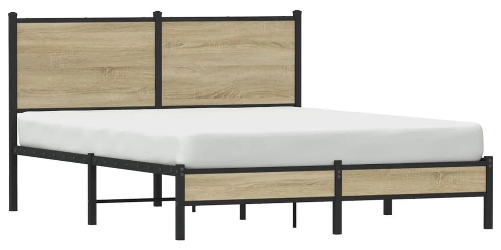 Estrutura de cama sem colchão 150x200cm metal carvalho sonoma