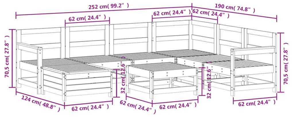 8 pcs conjunto sofás de jardim pinho maciço