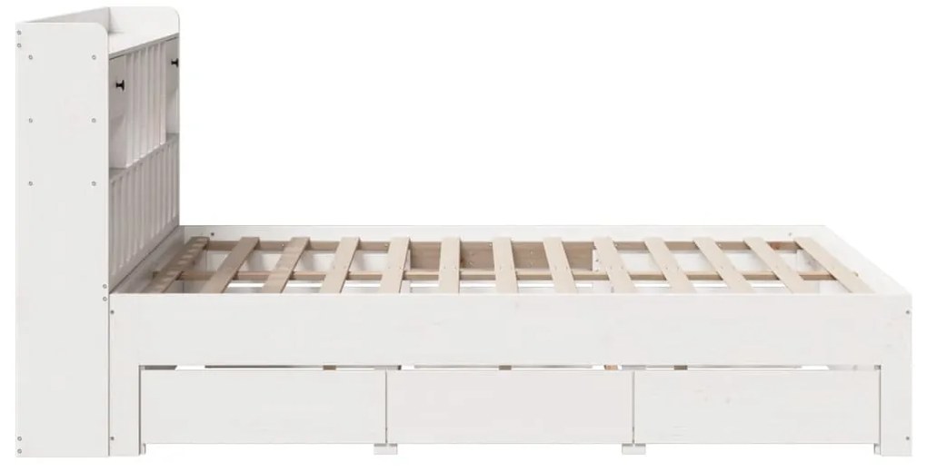 Cama com estante sem colchão 140x190 cm pinho maciço branco