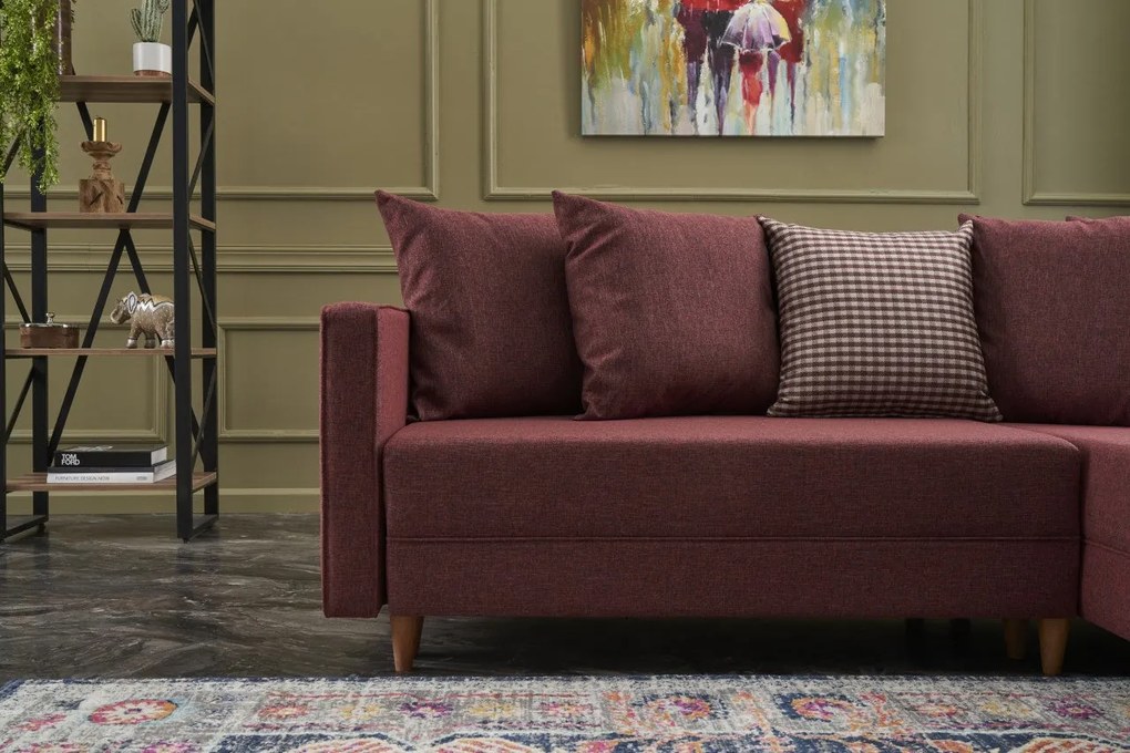 Sofá-Cama de Canto Aydam – Vermelho Claret – 215x80x150 cm