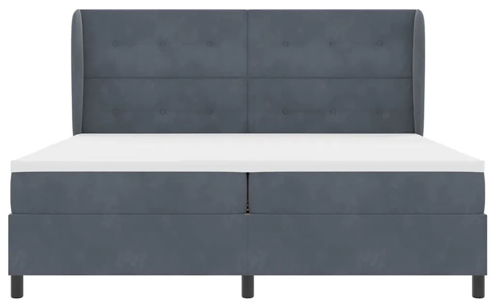 Cama com Estrado e Colchão Cinza Escuro 200x200 cm em Veludo