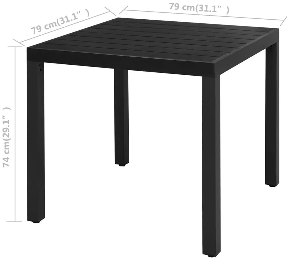 3 pcs conjunto de jantar para jardim vime de PVC preto