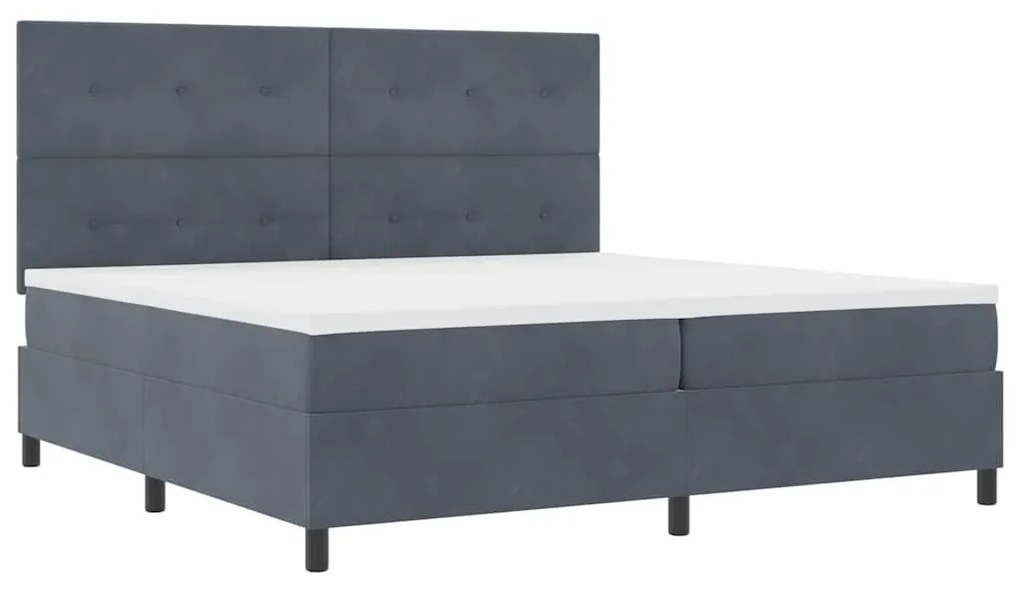 Cama Box Spring com Colchão VidaXL Cinza Escuro 200x200 cm Veludo