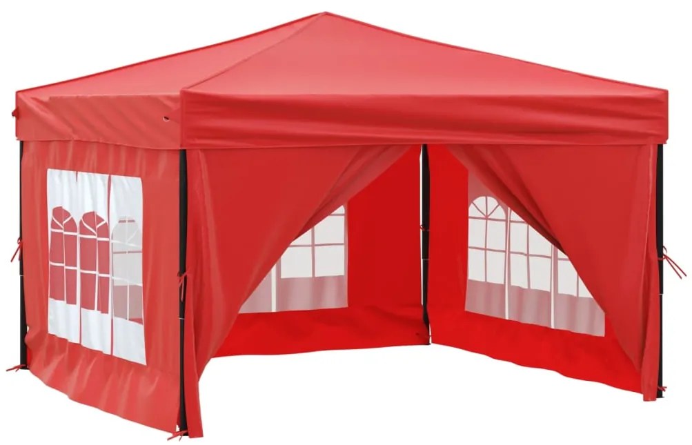 Tenda para festas dobrável com paredes laterais 3x3 m vermelho