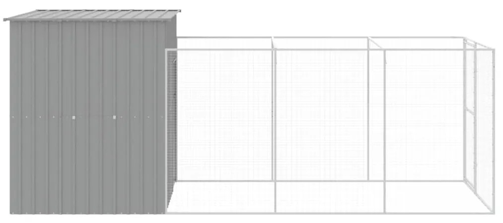 Casota cães c/ parque 165x455x181 cm aço galvaniz. cinza-claro