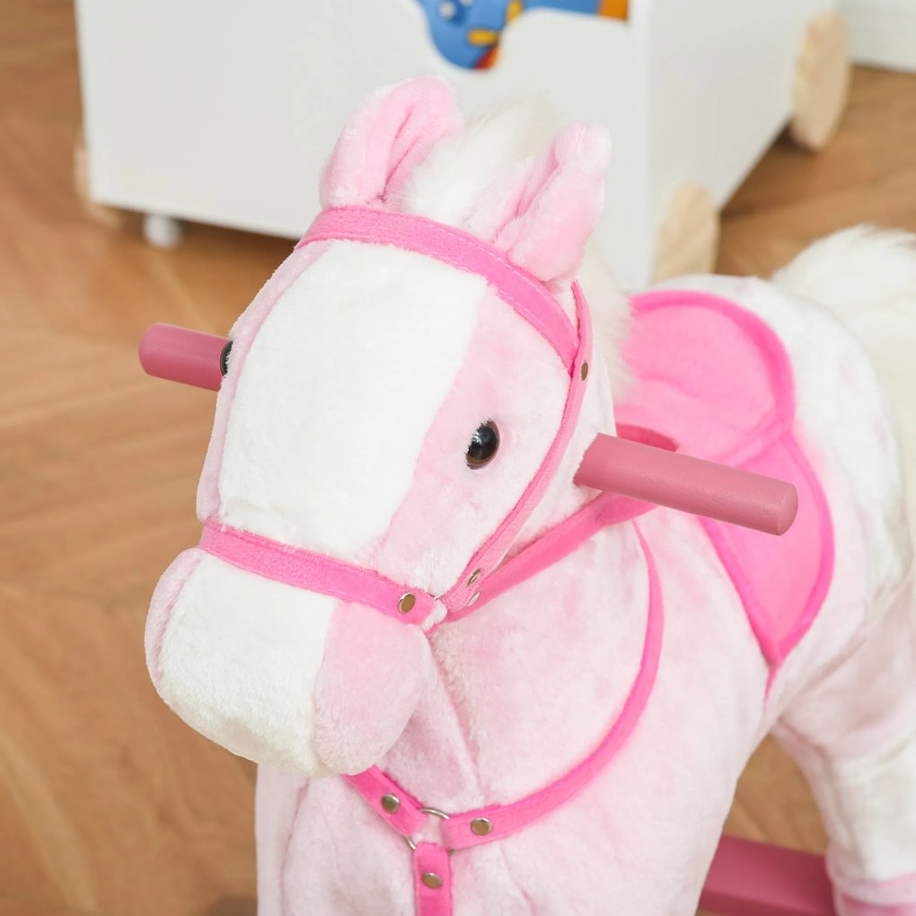 HomCom Cavalo de balanço para crianças acima de 3 anos cor rosa