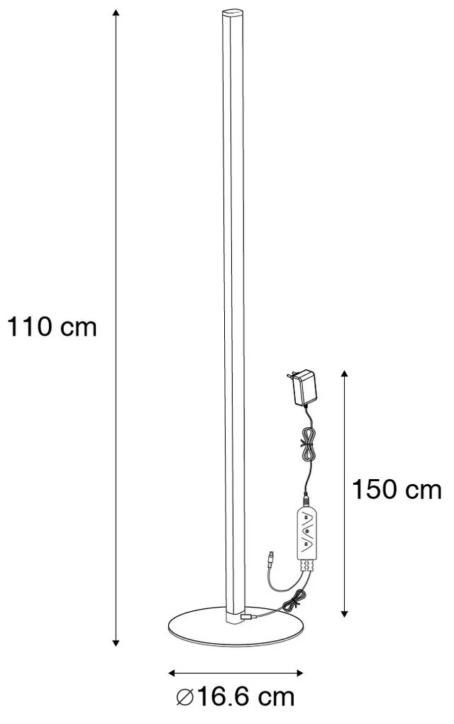 Candeeiro de pé néon preto com LED RGB regulável - Tijs Design
