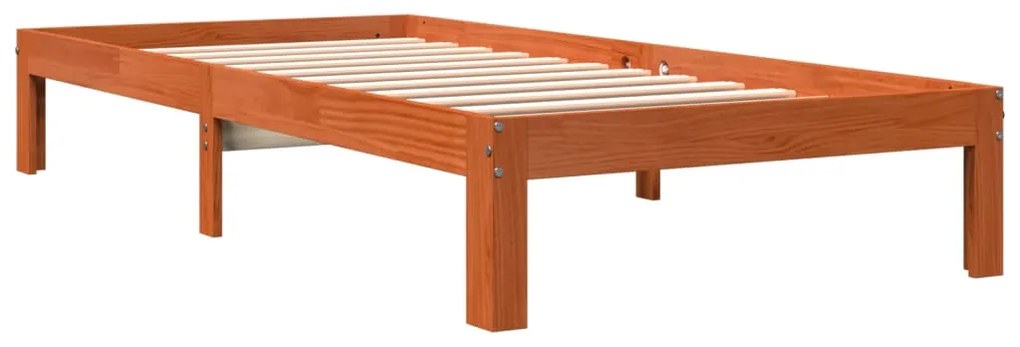 Cama sem colchão 75x190 cm madeira de pinho maciça castanho-mel