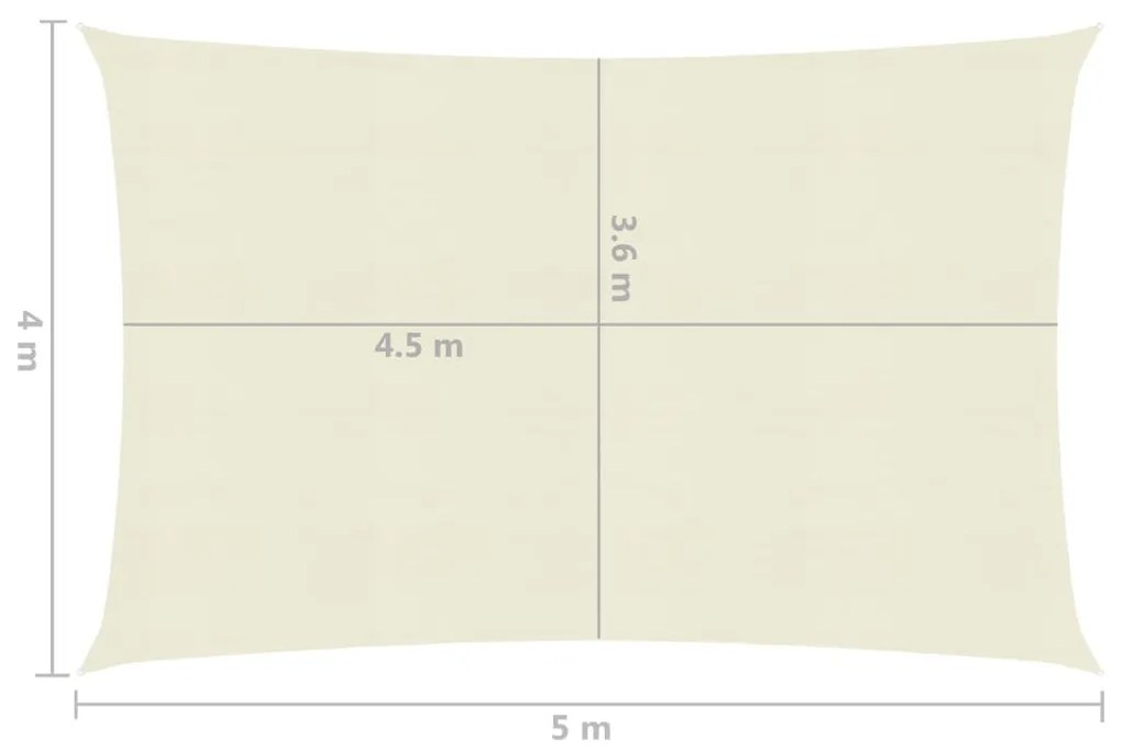 Para-sol estilo vela 160 g/m² 4x5 m PEAD cor creme